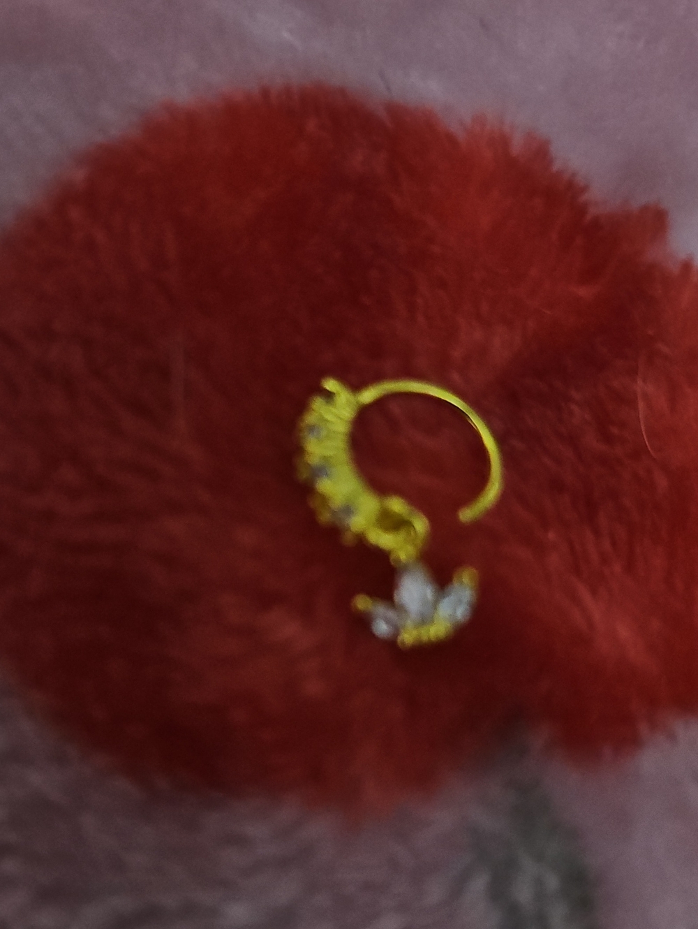 Gold-Tone Floral Crystal Hoop  Nose ring - Gold
